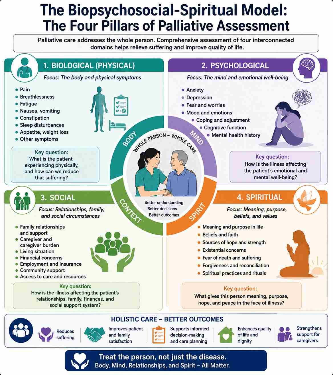 The Biopsychosocial-Spiritual Model: The Four Pillars of Palliative Assessment